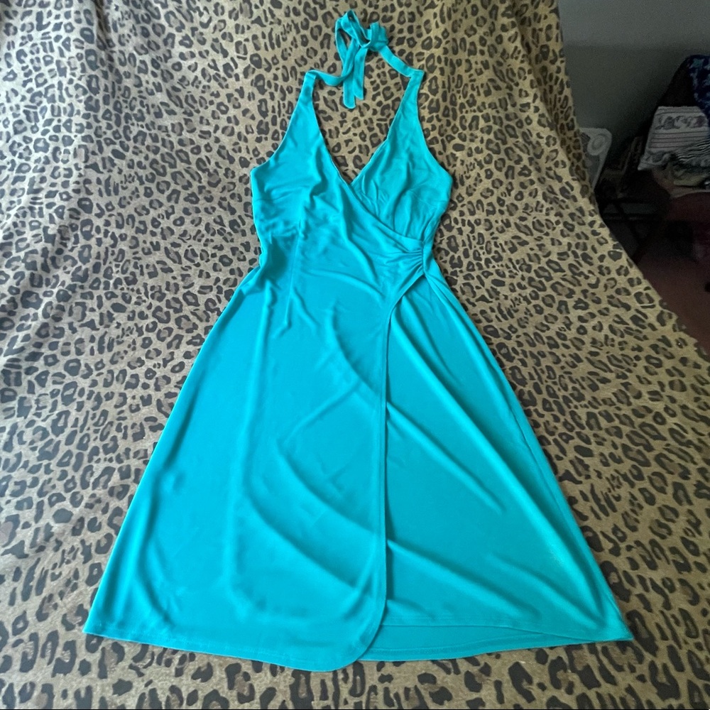 Teal Y2k EXPRESS  Halter Dress